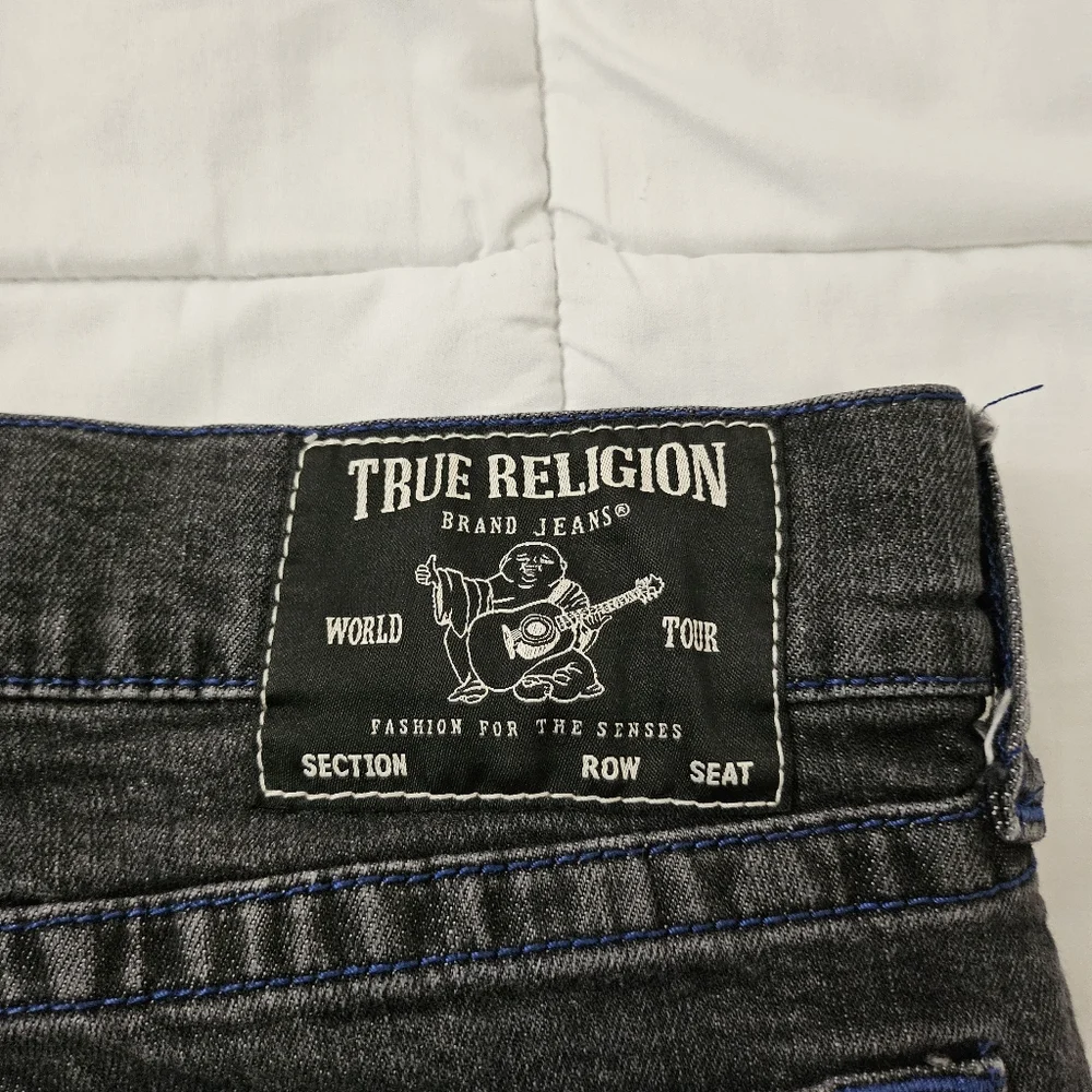 True Religion Jeans Mens 32 x 32 Black Ricky Relaxed Straight Leg Festival
